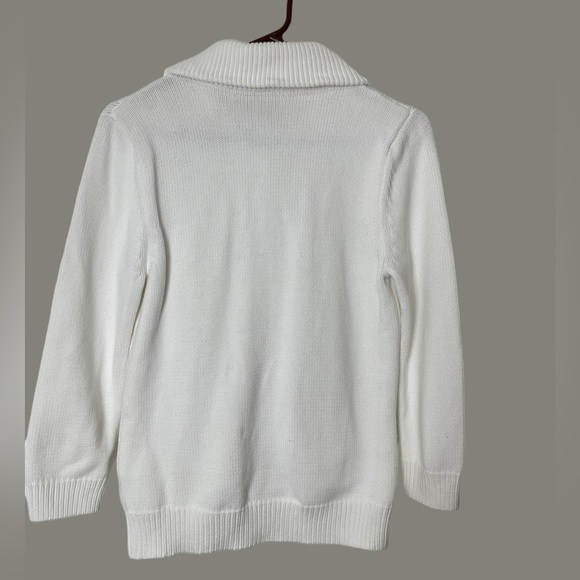 LRL Button Down Knitted Jacket Sweater With Pockets White Size M - Picture 4 of 10